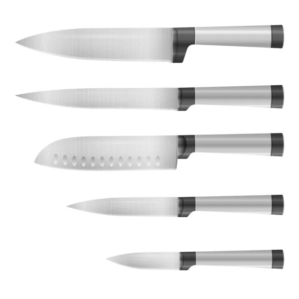 Kitchen Knife Set White Background Vector Illustration — Stock Vector
