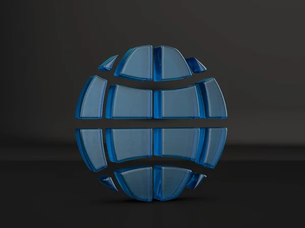 Glas Globe Symbol Svart Bakgrund Illustration — Stockfoto
