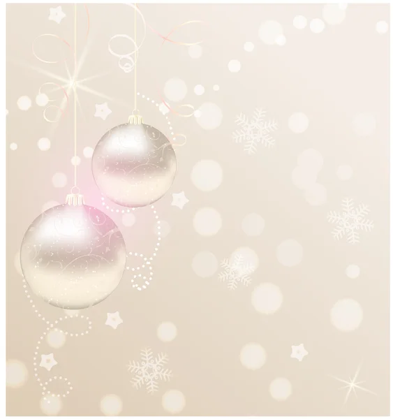 Christmas background with ribbons and shiny christmas baubles — Διανυσματικό Αρχείο