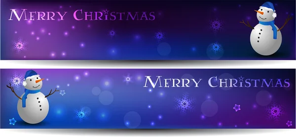Christmas banners with snowman — Stock Vector