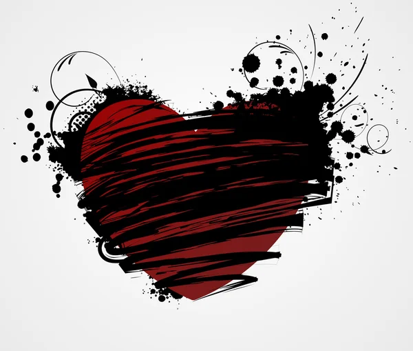 Grunge hjärta med blommig element — Stock vektor