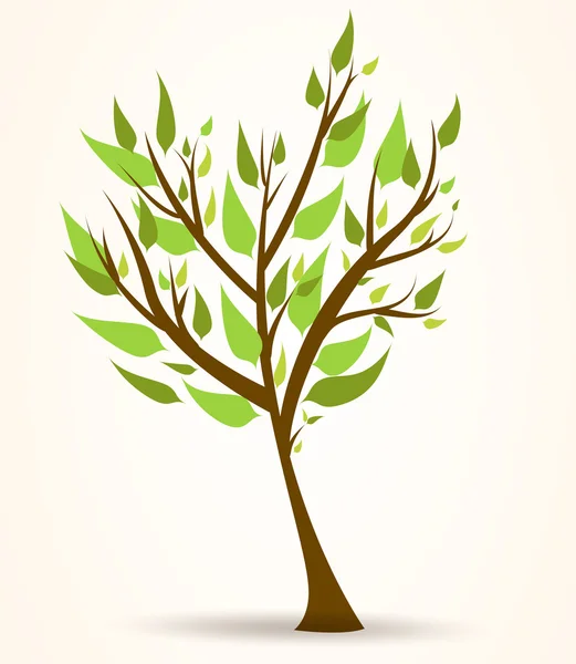 Árbol con hojas verdes — Vector de stock