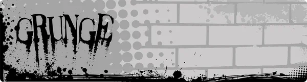 Banner Grunge com fundo de parede de tijolo — Vetor de Stock