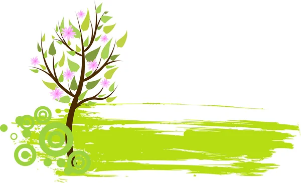 Banner grunge con árbol — Vector de stock