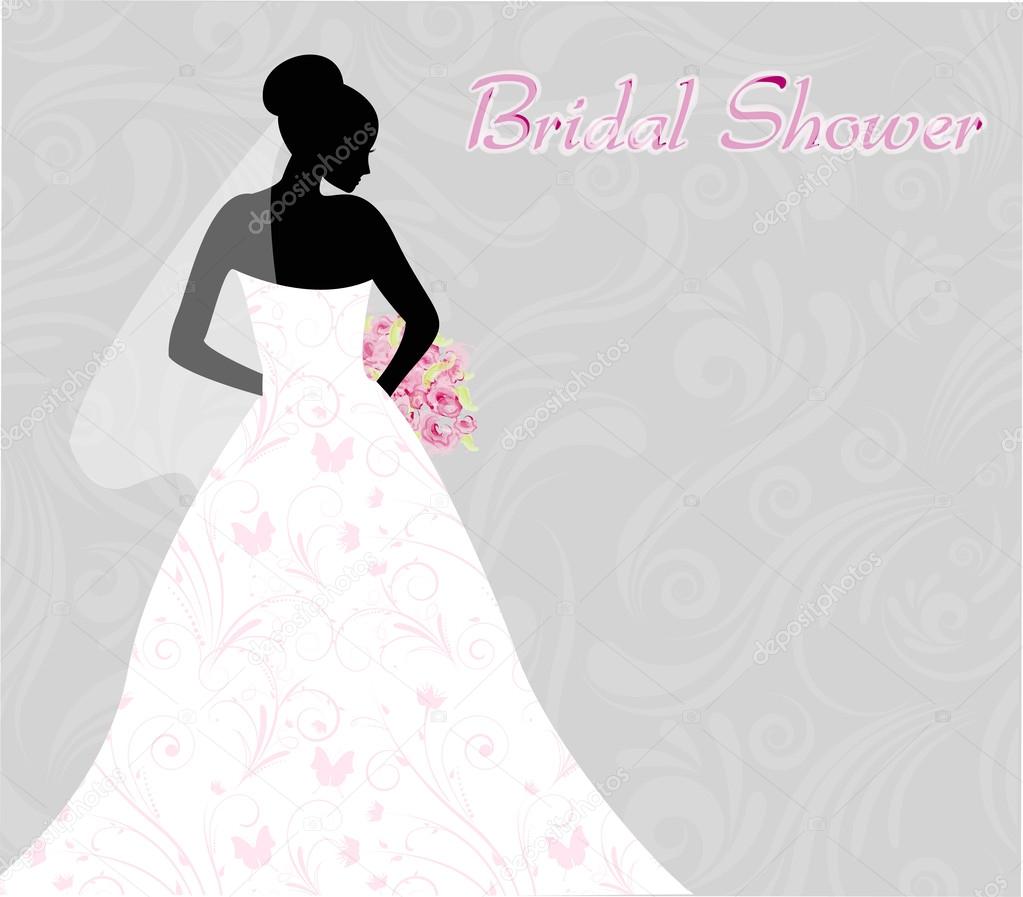 Bridal shower invitation with bride's silhouette