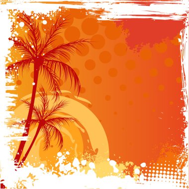 palmiye ağaçları ile Grunge artalan