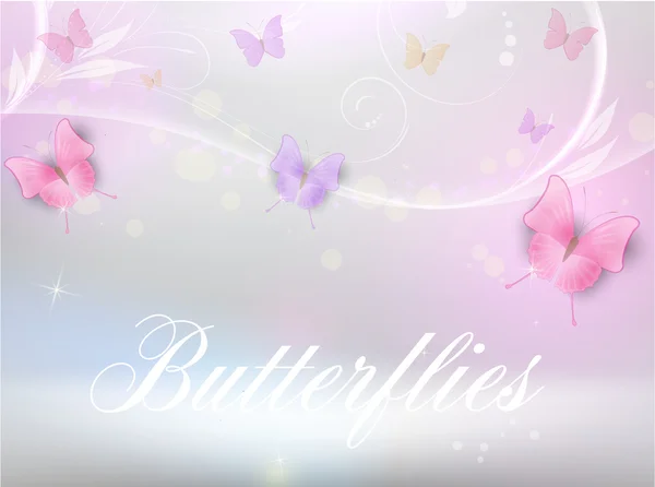 Abstract background with florals and butterflies — Stockvector