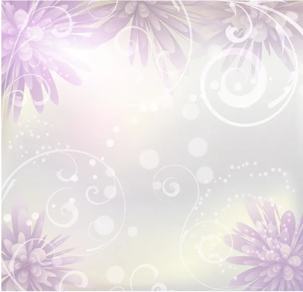 Pastel fundo colorido com flores roxas —  Vetores de Stock