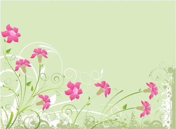 Fondo verde floral — Vector de stock