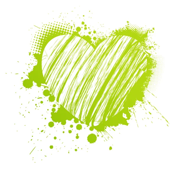 Grunge corazón verde — Vector de stock