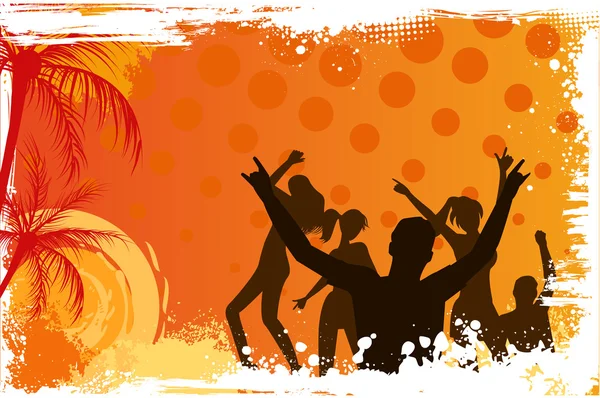 Grunge background with dancing people — Stock Vector