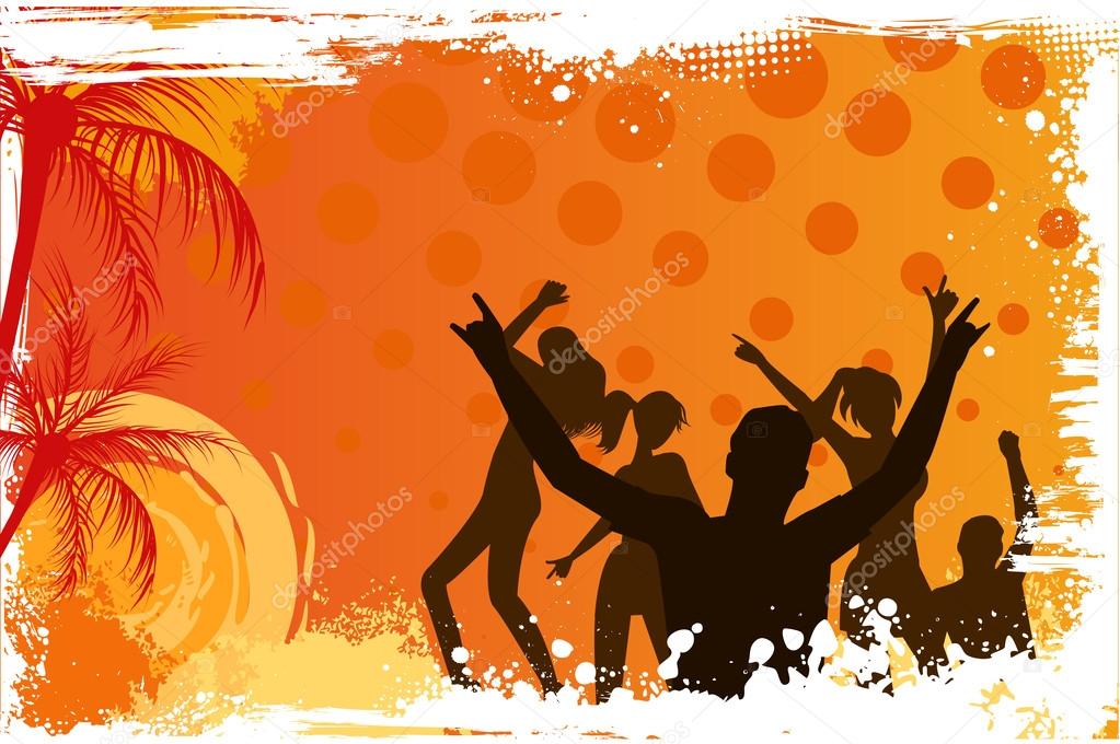Grunge background with dancing people