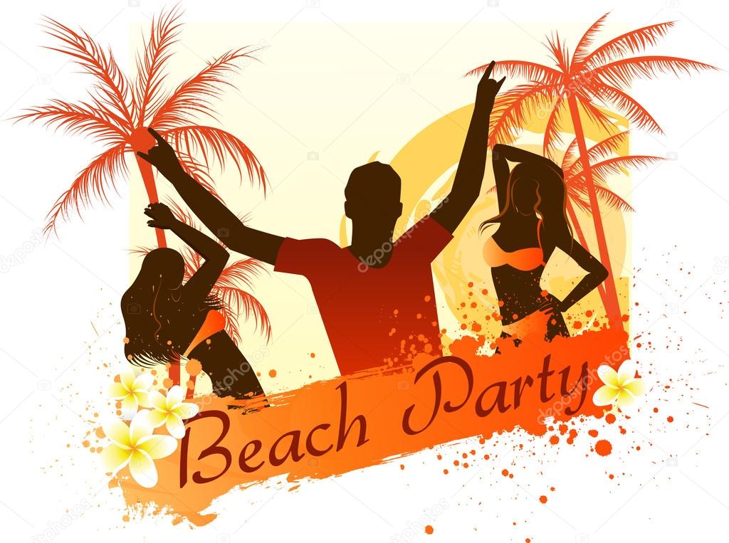Beach party background with dancing people