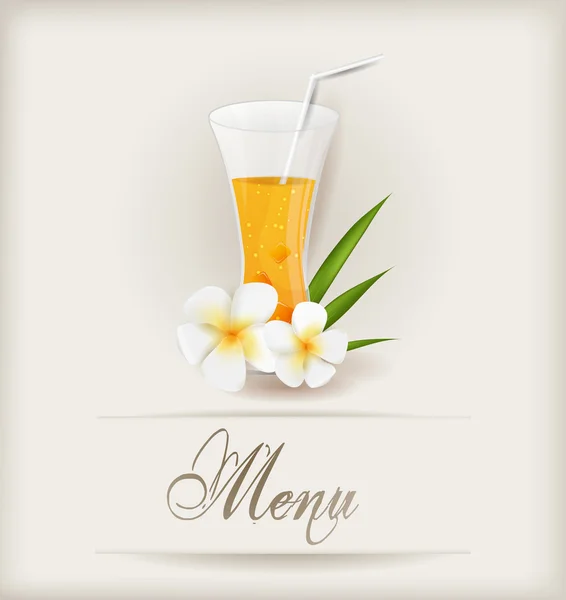 菜单模板与杯桔子汁 — 图库矢量图片