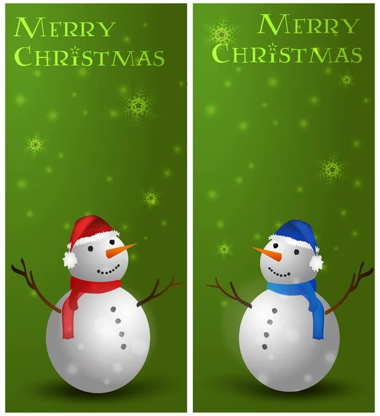 绿色圣诞雪人垂直背景 — 图库矢量图片