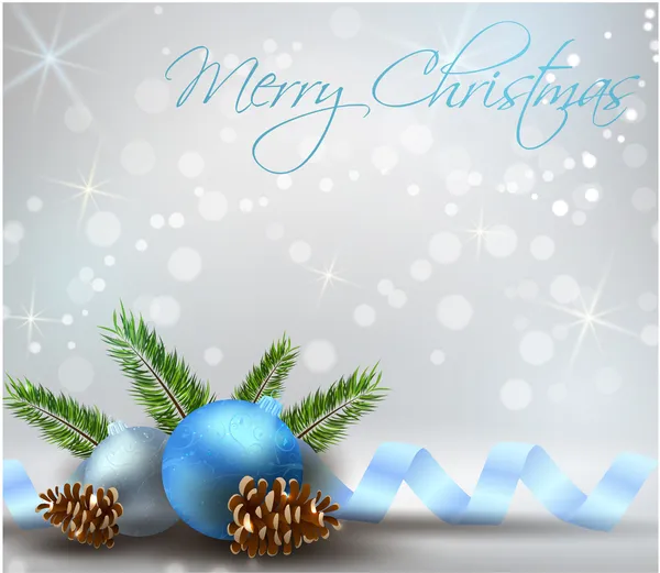 Jul ljus bakgrund med blå dekorationer — Stock vektor