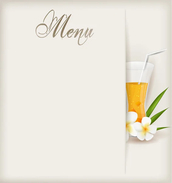 Menu template with glass of orange juice — Stock Vector