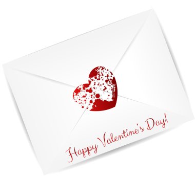 Kırmızı grunge kalpli zarf