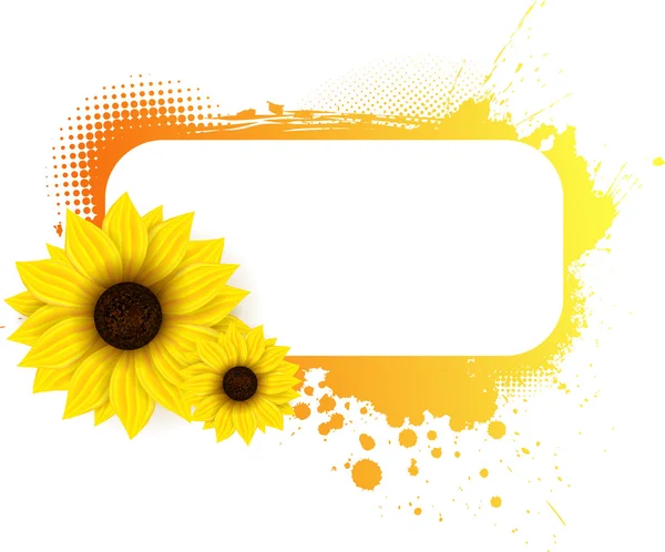 Marco grunge con girasoles — Vector de stock