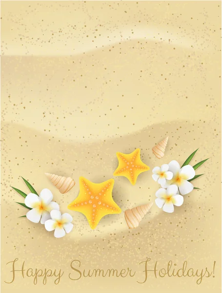 Sand bakgrund med starfishes — Stock vektor