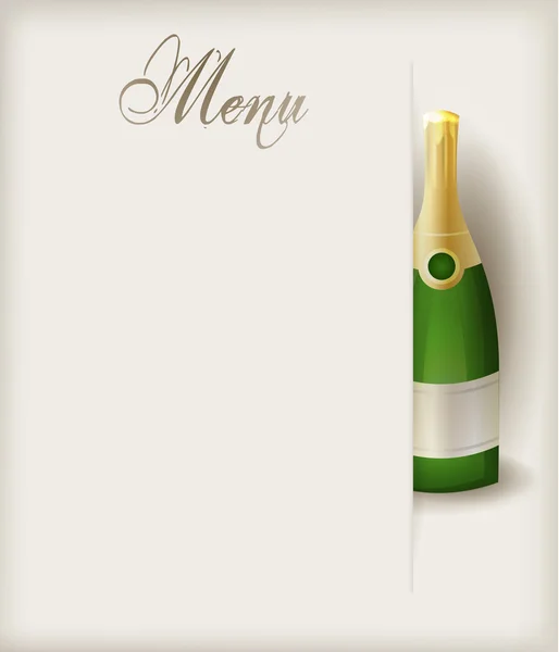 Modèle de menu avec bouteille de champagne — Image vectorielle