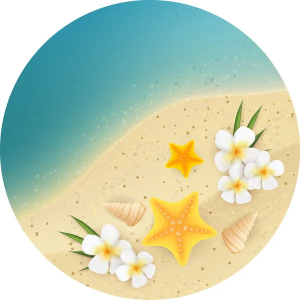 Sand and sea round banner — Stock Vector