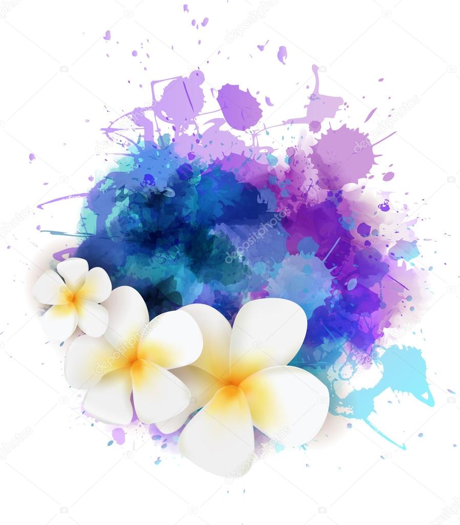 Abstract background with plumeria flowers