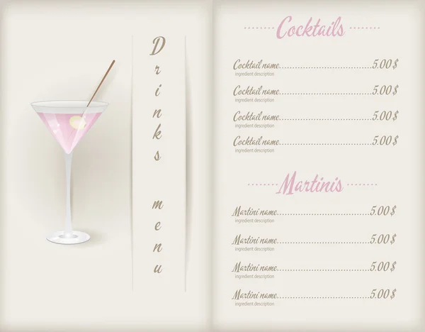 Modèle de menu boisson — Image vectorielle