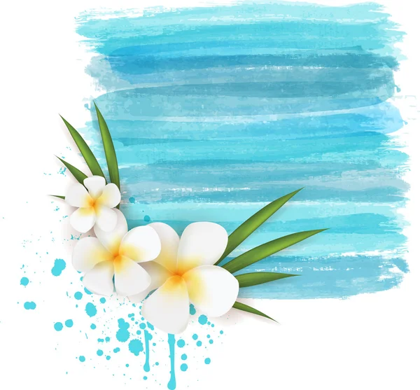 Plumeria em fundo aquarela — Vetor de Stock