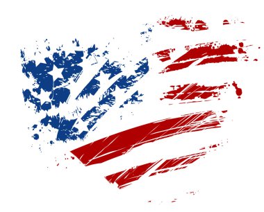 kalp şeklinde Grunge ABD bayrağı