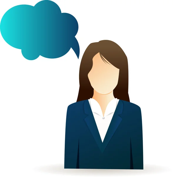 Business woman with speech bubble — Stock Vector