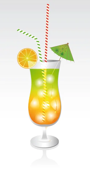 Cocktail tropical em vidro — Vetor de Stock