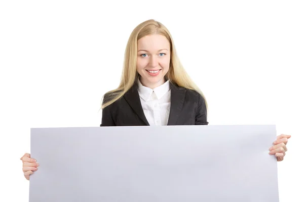 Woman With Empty White Board — Stock Photo, Image