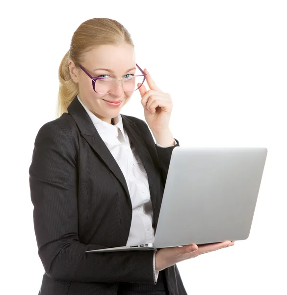 Mujer de negocios con portátil — Foto de Stock