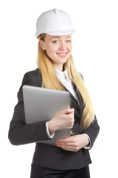 Engenheiro mulher com laptop — Fotografia de Stock