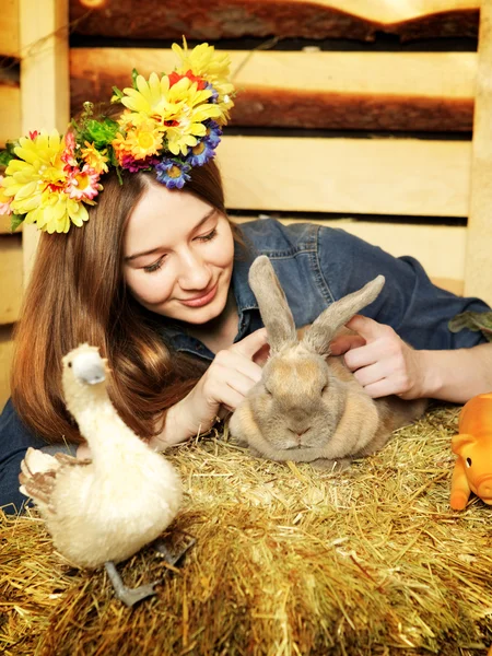 Girl With Rabbit — Stock Photo, Image