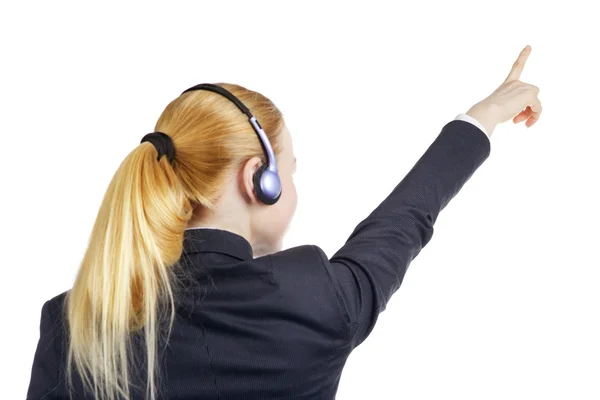 Operator Woman Pointing — Stock Photo, Image