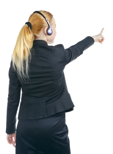 Operador Mulher Apontando — Fotografia de Stock