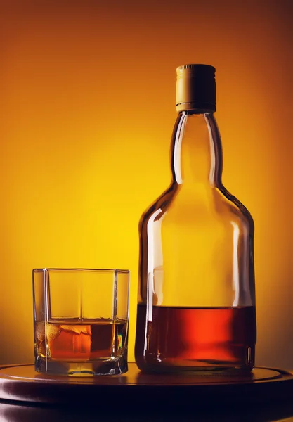 Whiskey Bottle and Glass — Stock Photo, Image