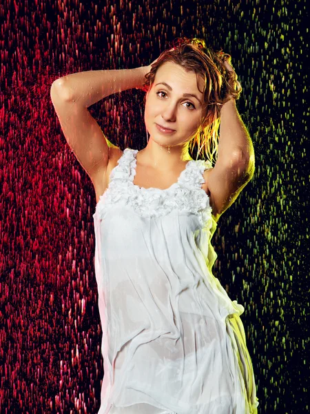 Girl Under Rain — Stock Photo, Image