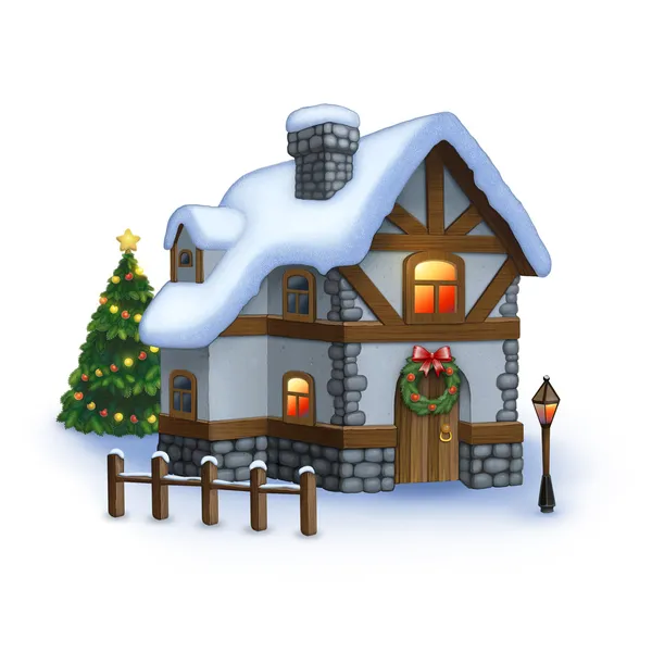 Illustration of sweet home with christmas decoration — Stock Photo, Image