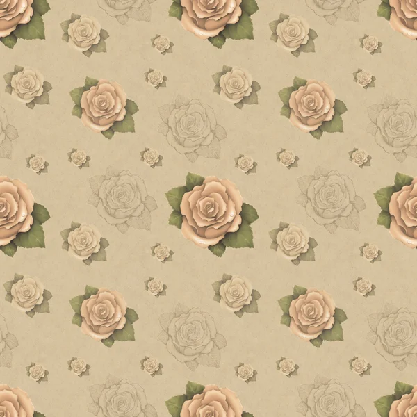 Vintage seamless pattern with rose illustration — Stock Photo, Image