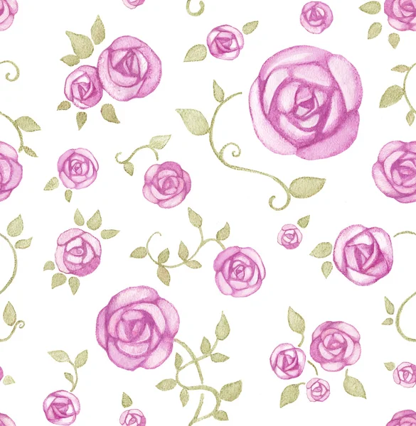 Artistic seamless pattern with watercolor flowers — Stock Photo, Image