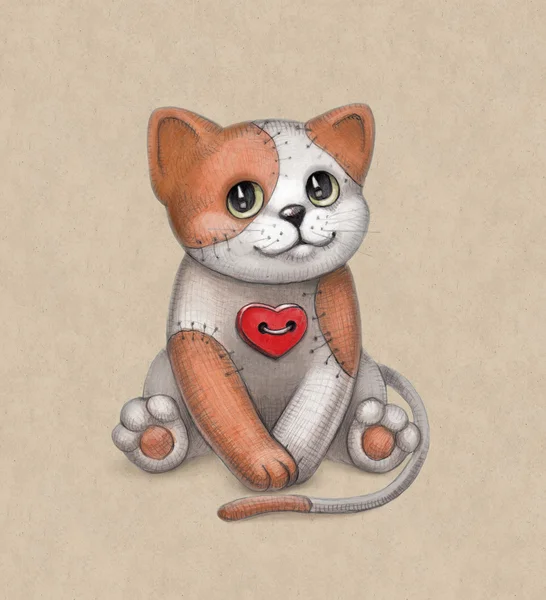 Ilustración de juguete gato. Perfecto para tarjeta de felicitación — Foto de Stock