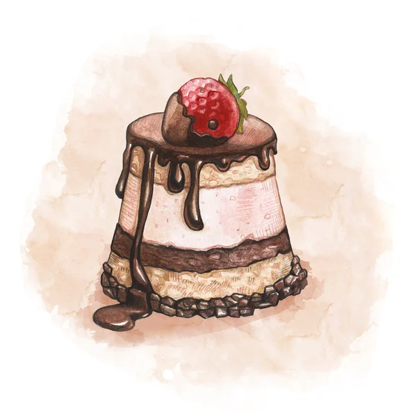 Illustration of a strawberry cake — Stock Photo, Image