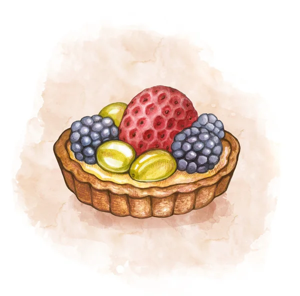Bir pasta meyveler gösteren resim — Stok fotoğraf