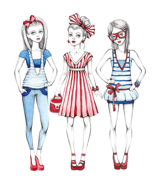 Fashion girls illustration — Stock Photo, Image