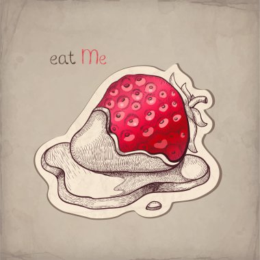 vektör el çilek çizilen illüstrasyon