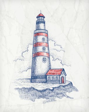 Deniz feneri vektör çizim