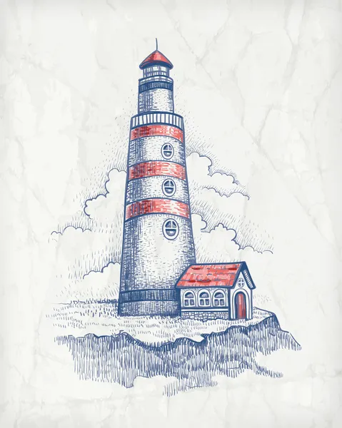Deniz feneri vektör çizim
